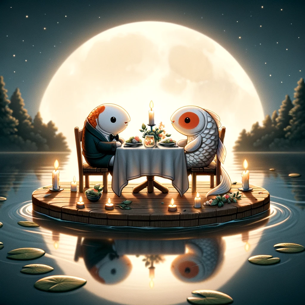 Koi couples moonlit dinner truly koi ntimate Koi Pun