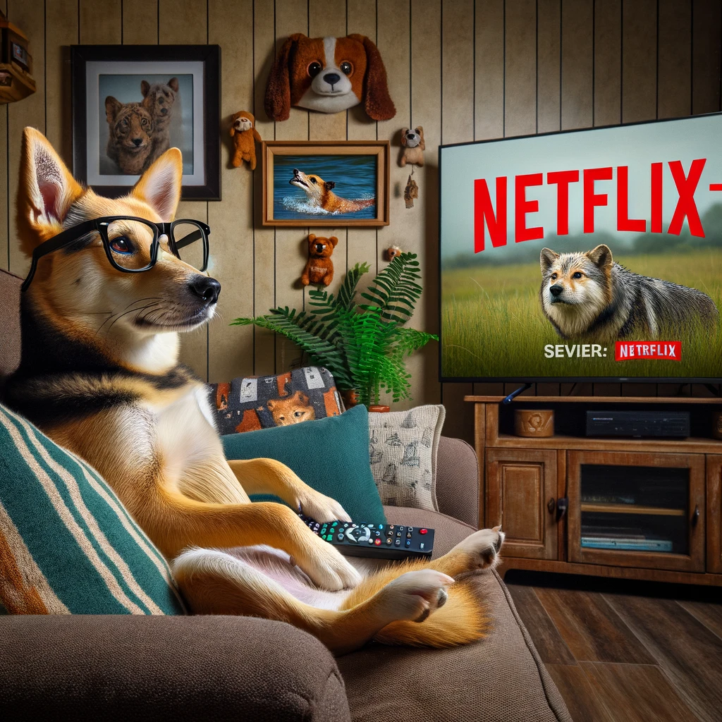 My dog loves watching animal documentaries on netflix. Hes a real netflixi pup. Netflix Pun