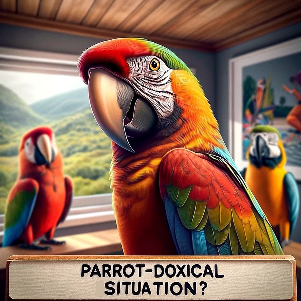 Parrot doxical situation a bird that talks back. Parrot Pun
