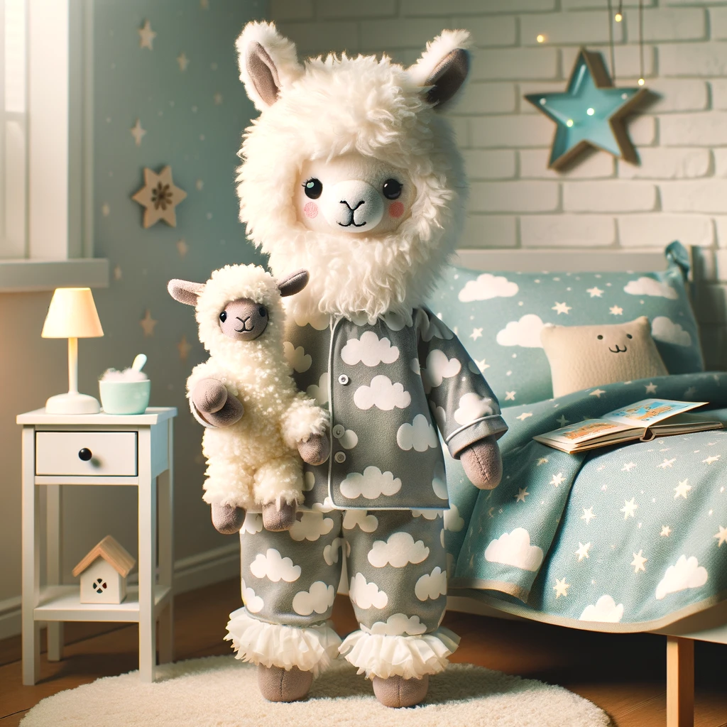 Pyjama llama ready for bedtime Llama Pun