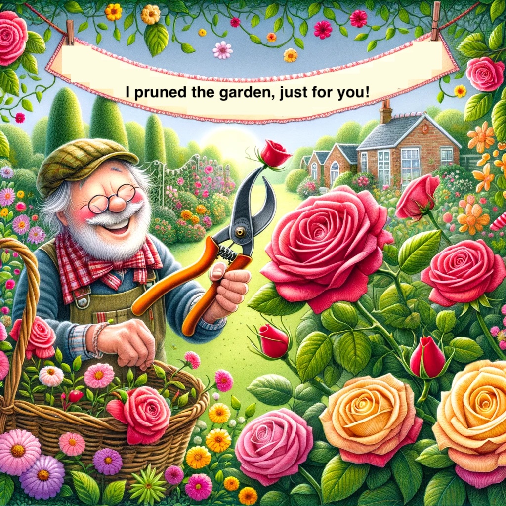 Roses are red violets are blue I pruned the garden just for you Rose Pun