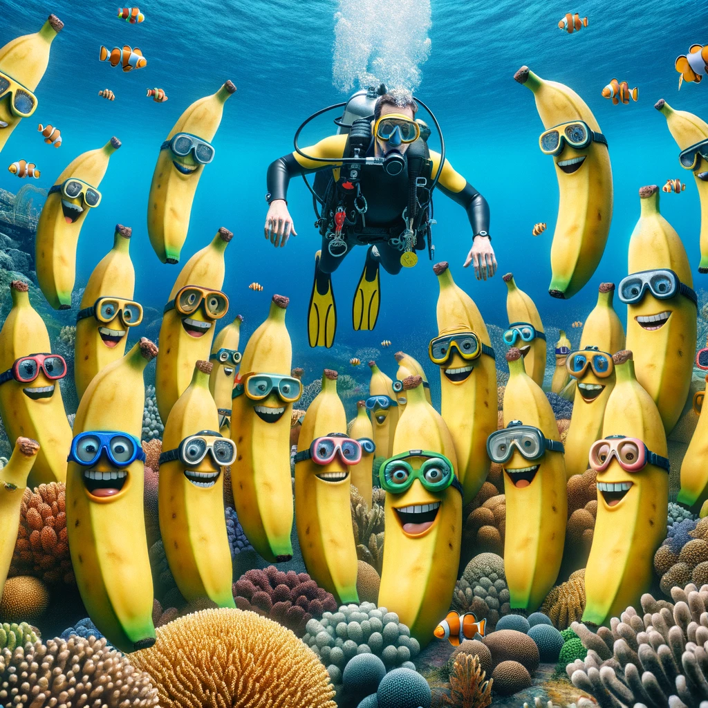 Scuba diving in the banana infested waters was both fruity and fun Banana Pun