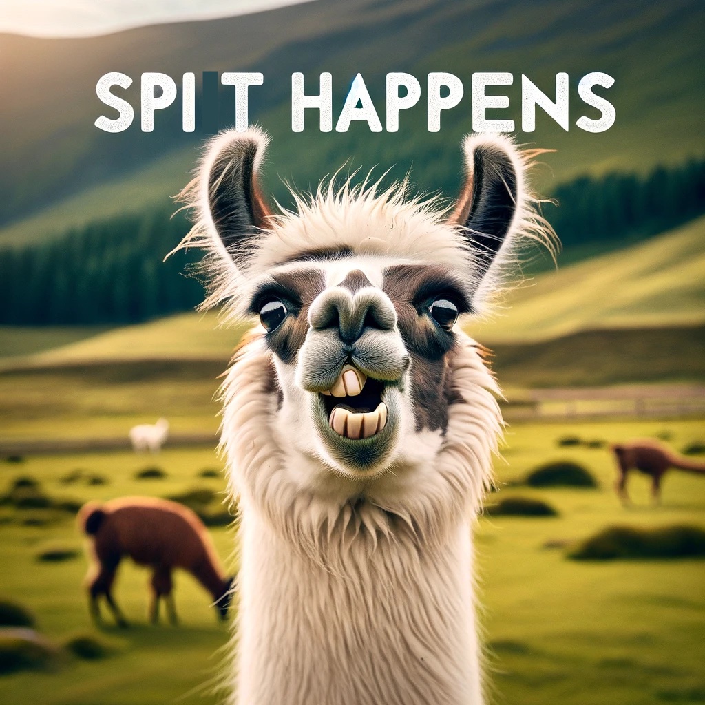 Spit happens Llama Pun