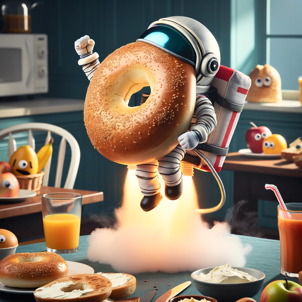 The bagel was an astronaut it had a great launch at breakfast. Breakfast Pun