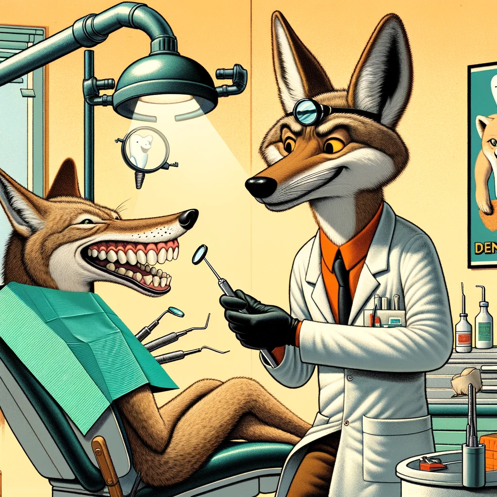 The coyote became a dentist for the love of canines Coyote Pun