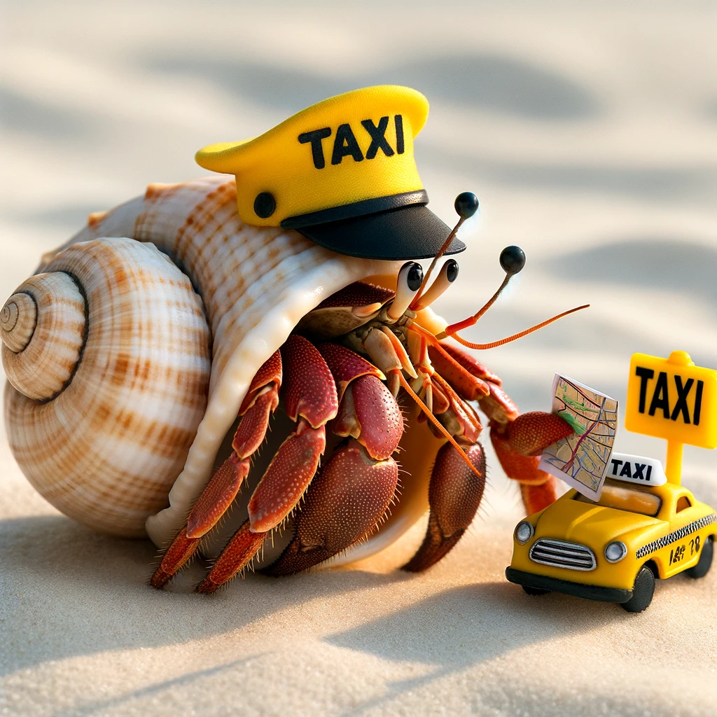 The hermit cab driver couldnt find a hermit crab fare anywhere. Hermit Crab Pun