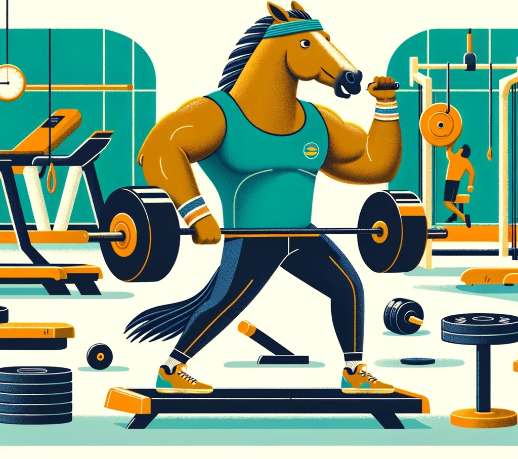 The horse hit the gym to get a little more horsepower. Horse Pun e1707914327380