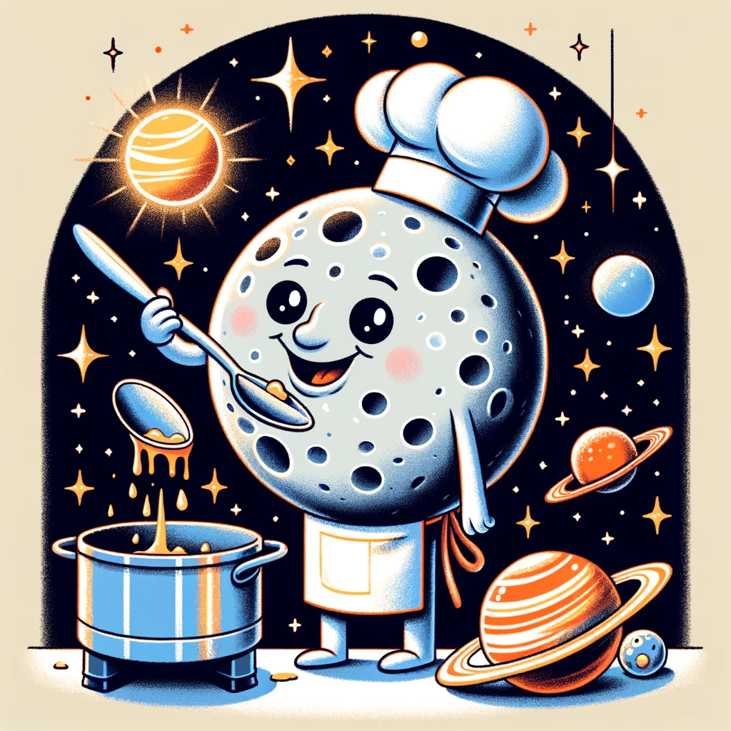 The moon became a chef and specialized in celestial cuisine. Moon Pun