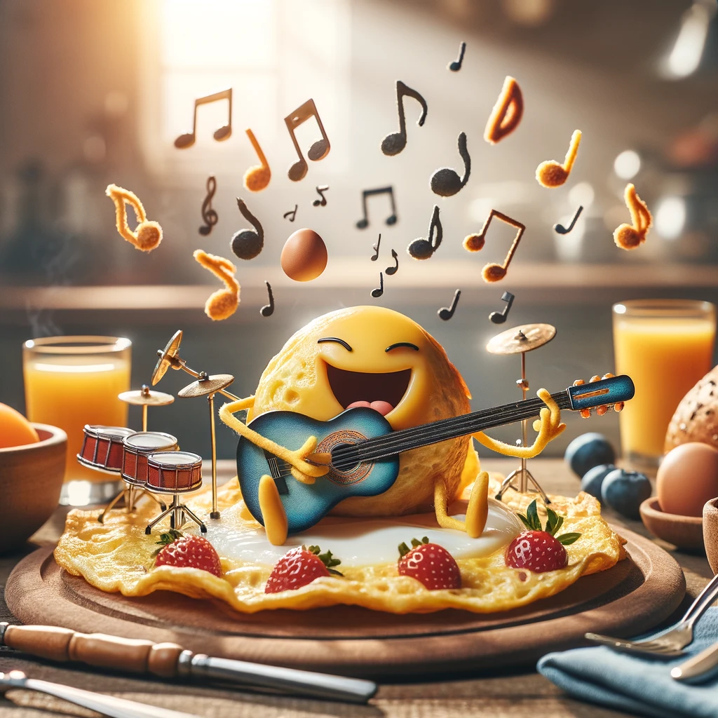 The omelette was a skilled musician it really knew how to scramble a tune at breakfast. Breakfast Pun