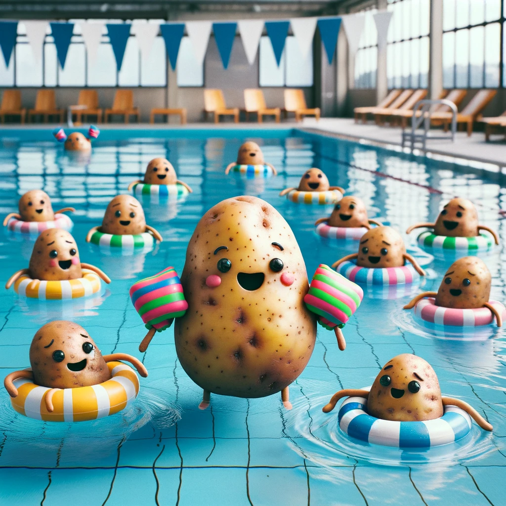 The potato became a floatato in swimming lessons. Potato Pun