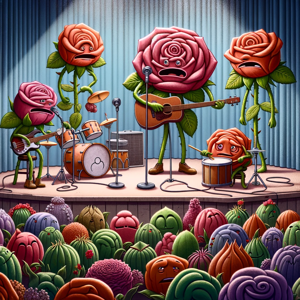 The roses started a band but they couldnt find the right note – they were a bit thorny on the harmonies. Rose Pun
