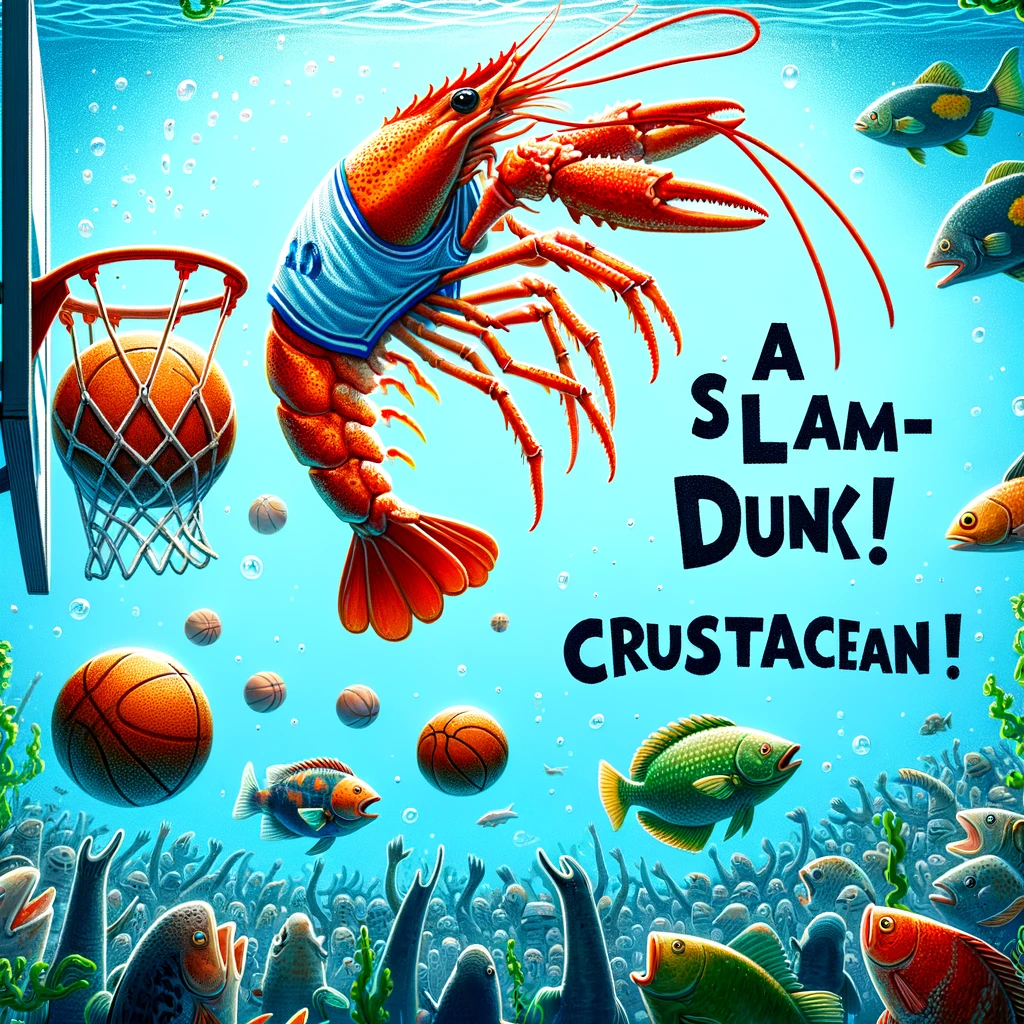 What do you call a shrimp thats good at basketball A slam dunk crustacean Shrimp Pun 1