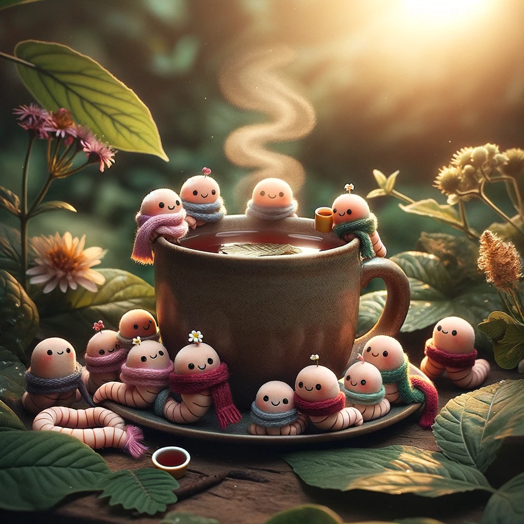 Worms enjoy worm ming up with a cup of tea. Worm Pun