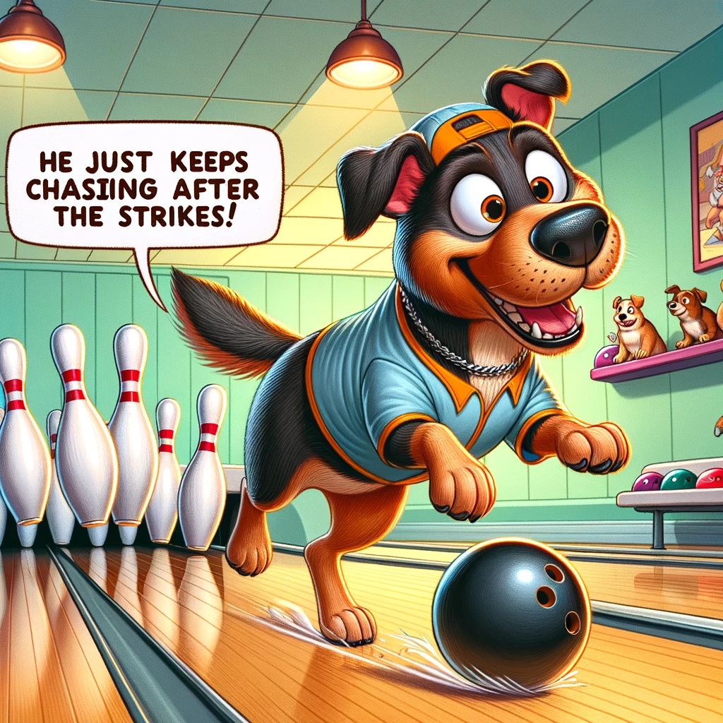 I tried teaching my dog how to bowl but he just kept chasing after the strikes. Bowling Pun