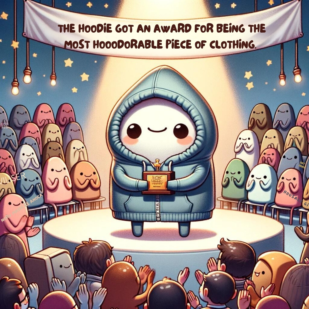 The hoodie got an award for being the most hoodorable piece of clothing. Hoodie Pun