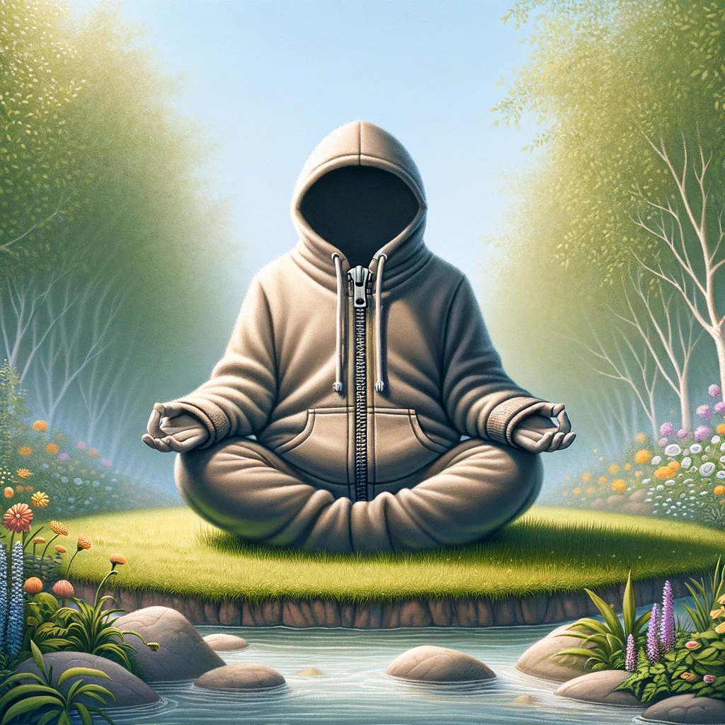 When my hoodie meditates it becomes a Zen zipper. Hoodie Pun