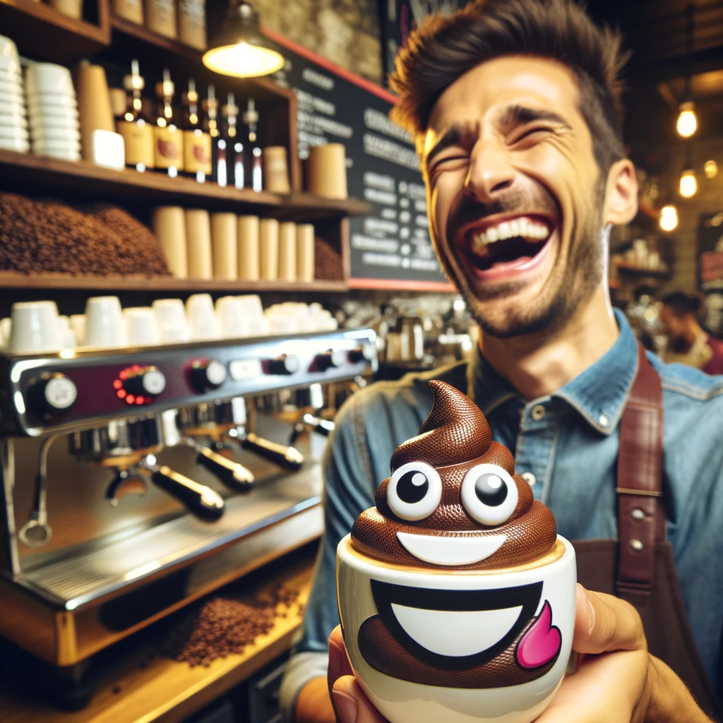 Espresso yourself but dont overdo the brew – avoid a poop uccino Poop Pun