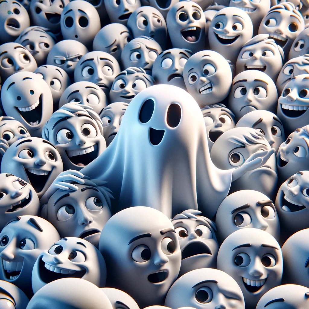 Im just a ghostly figure in this sea of faces. Ghost Pun