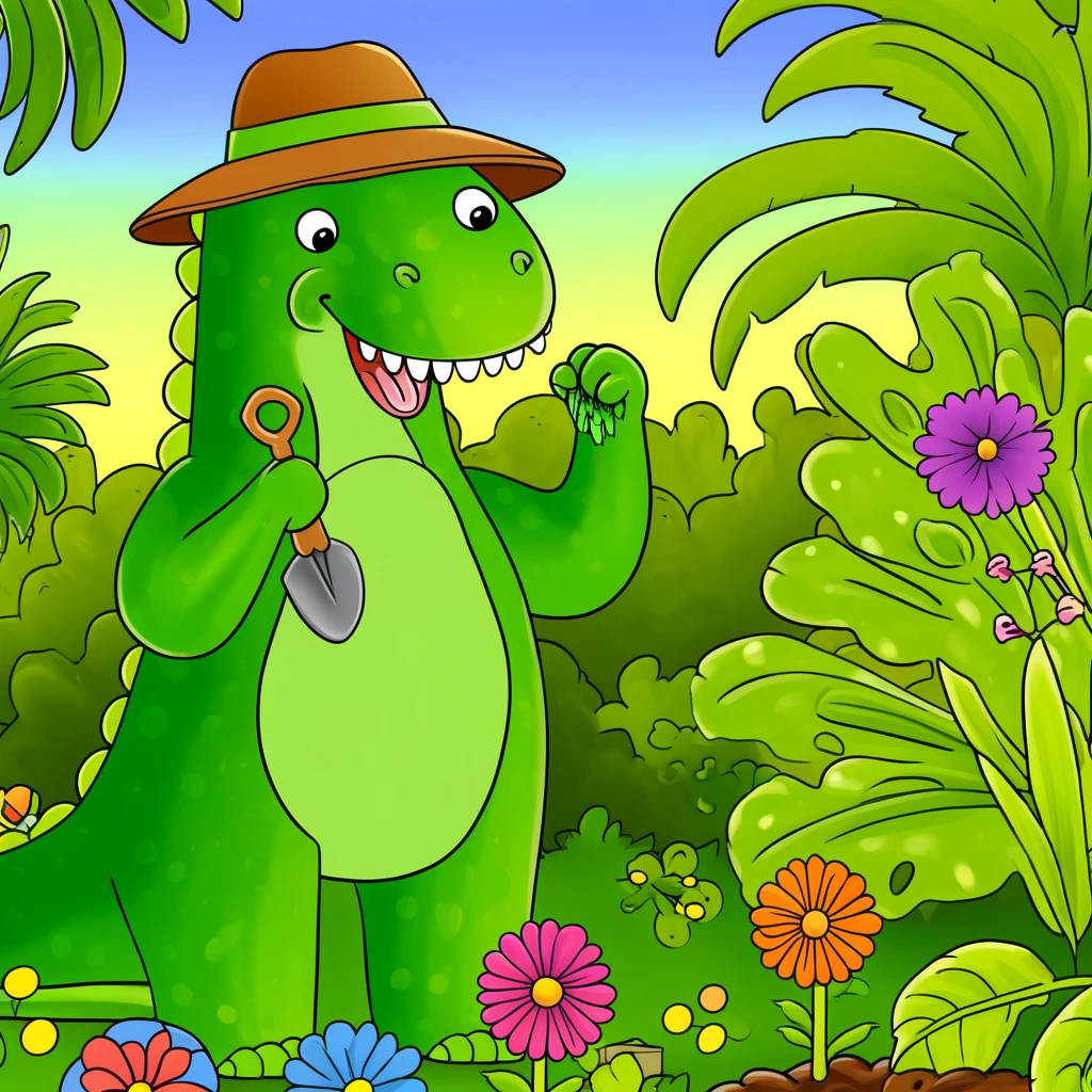 The dinosaur was a great gardener because he had a green thumb. and claw