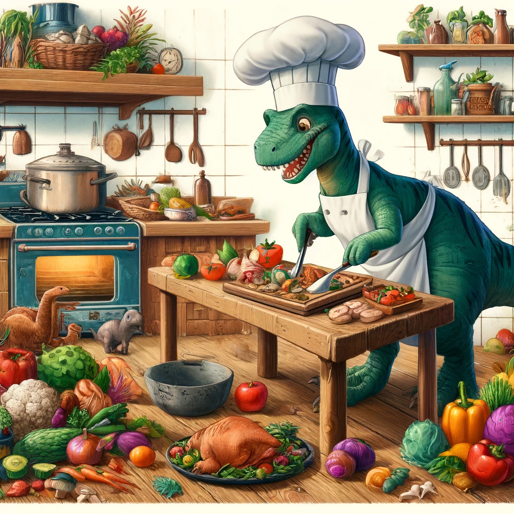 The dinosaurs cooking show is called Prehistoric Potluck