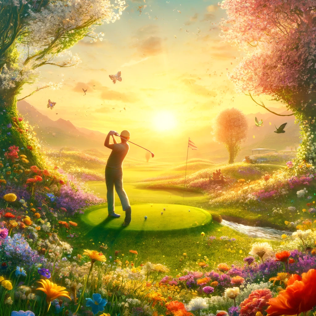 When the flowers bloom its time to swing into spring on the greens Golf Pun