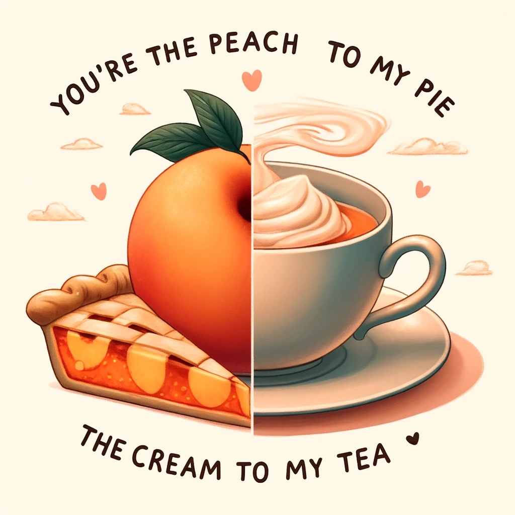 Youre the peach to my pie the cream to my tea. Peach Pun