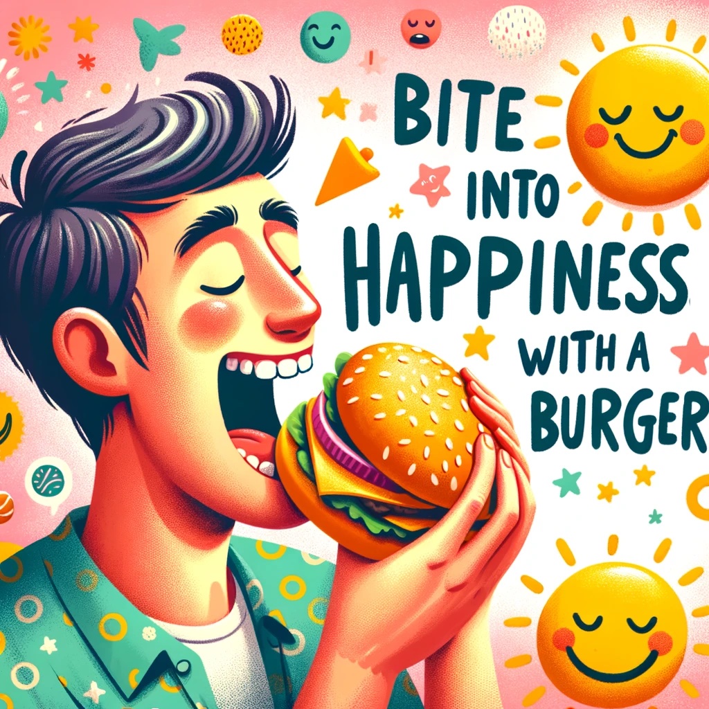 Bite into happiness with a burger Burger Pun