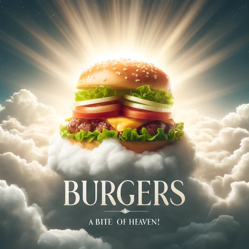Burgers A bite of heaven Burger Pun
