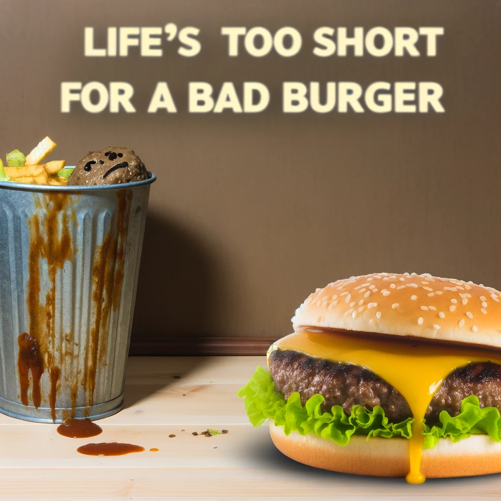 Lifes too short for a bad burger Burger Pun