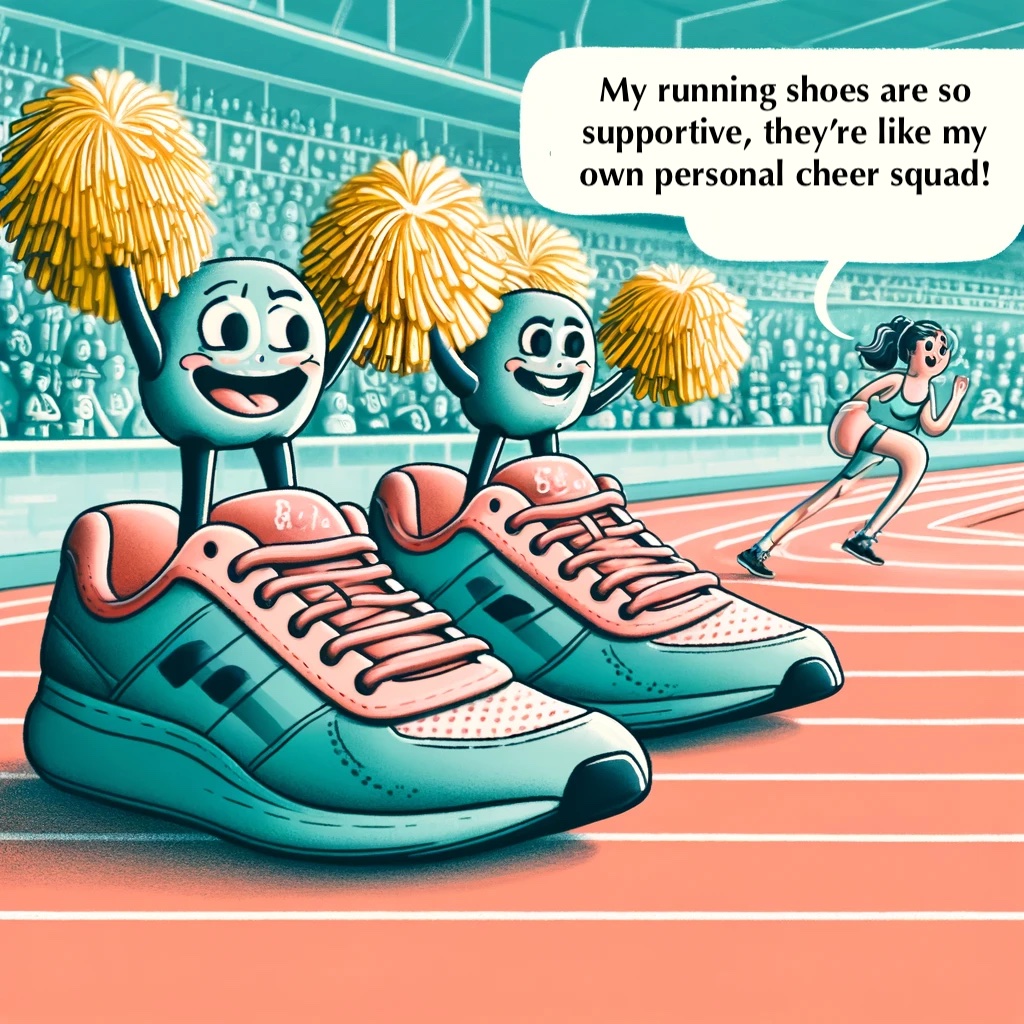 My running shoes are so supportive theyre like my own personal cheer squad Running Pun