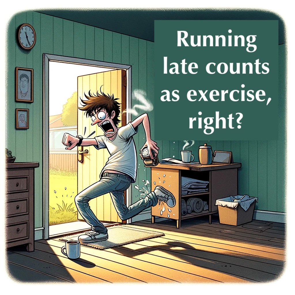 Running late counts as exercise right Running Pun
