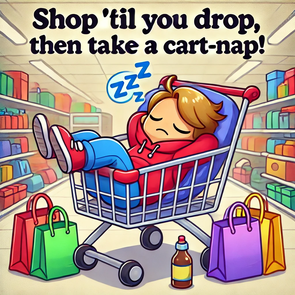 Shop til you drop then take a cart nap Shopping puns
