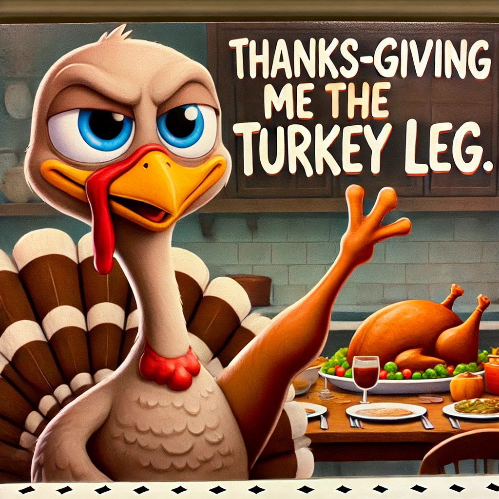 Thanks giving me the turkey leg. Thanksgiving puns