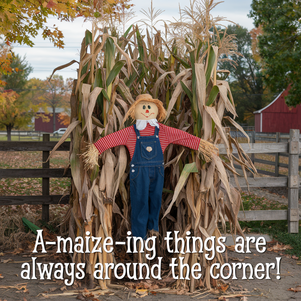 A maize ing things are always around the corner Scarecrow Puns