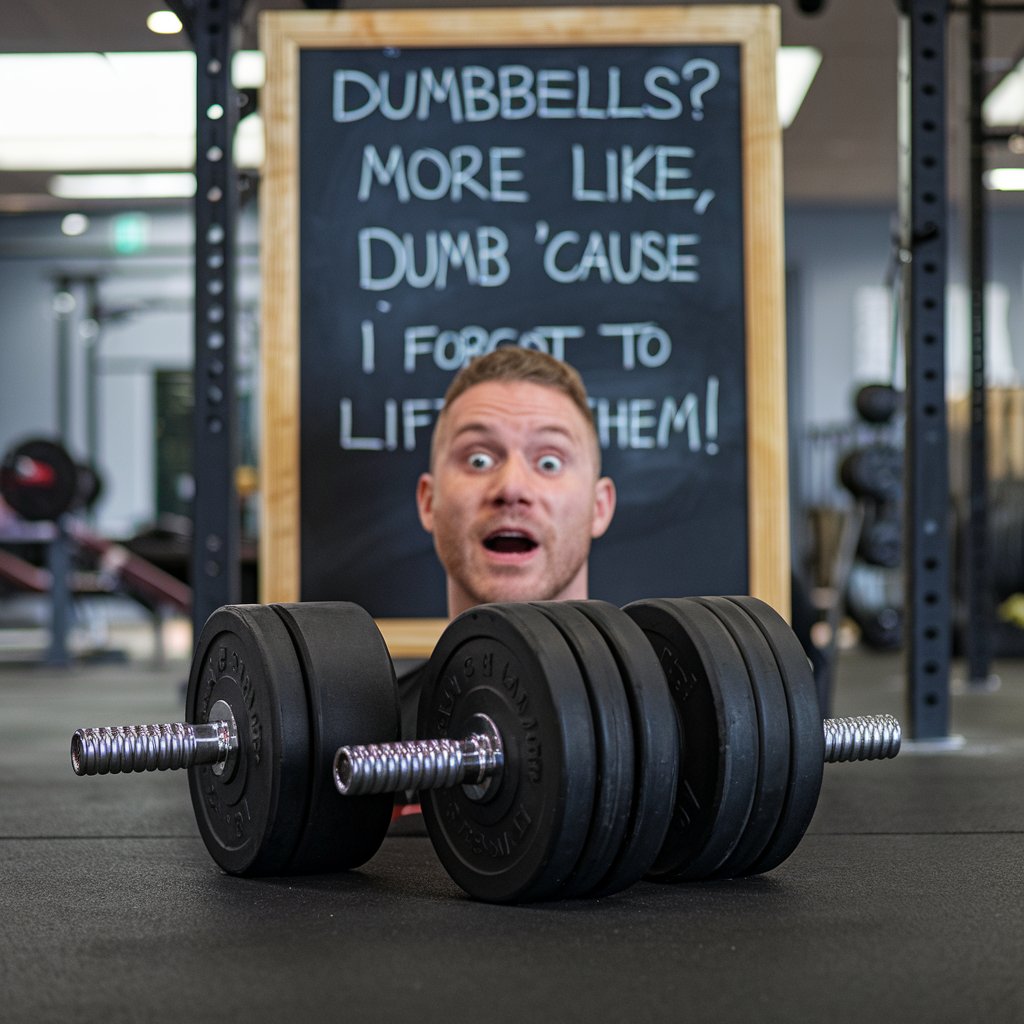 Dumbbells More like dumb cause I forgot to lift them Dumb Puns