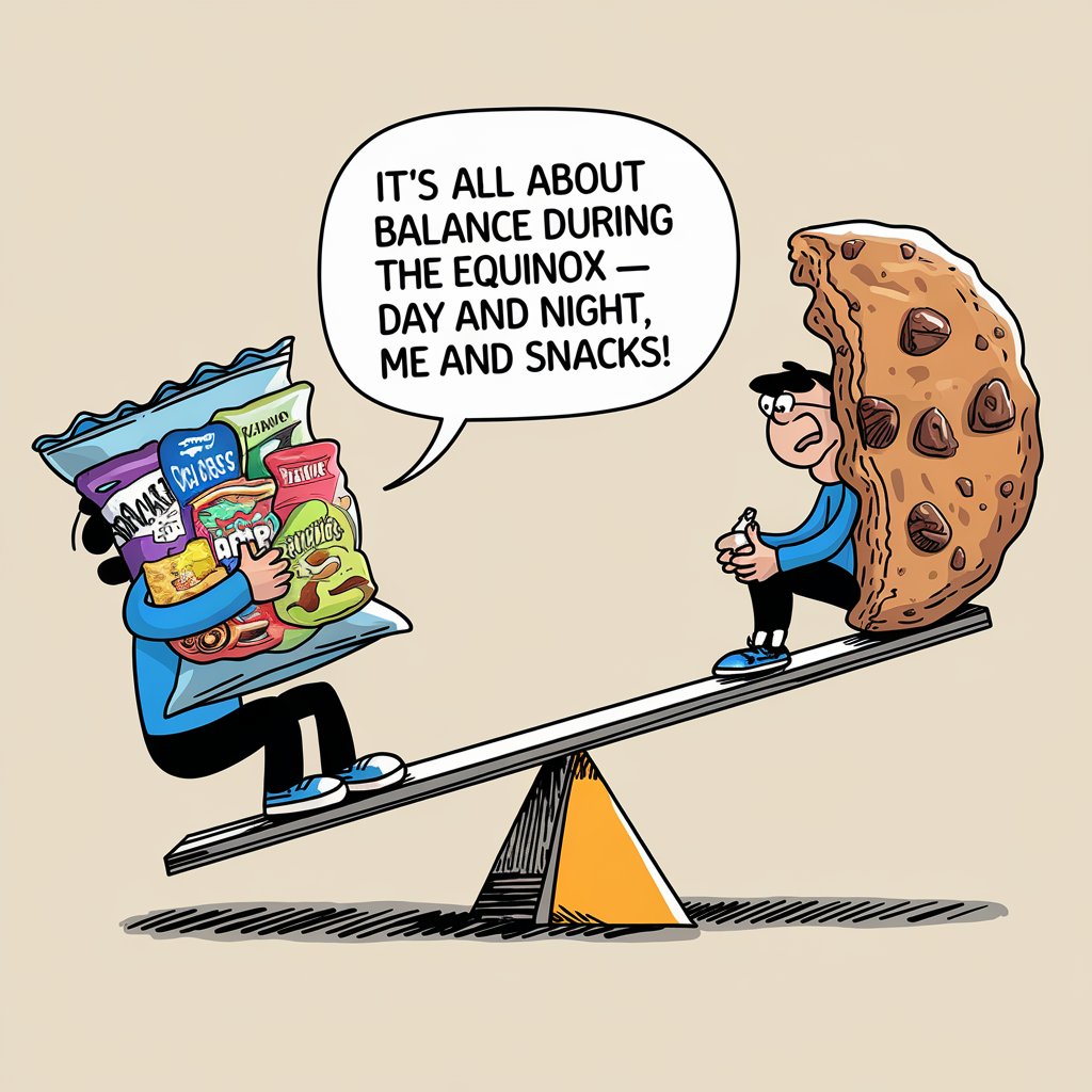 Its all about balance during the Equinox – day and night me and snacks Equinox Puns