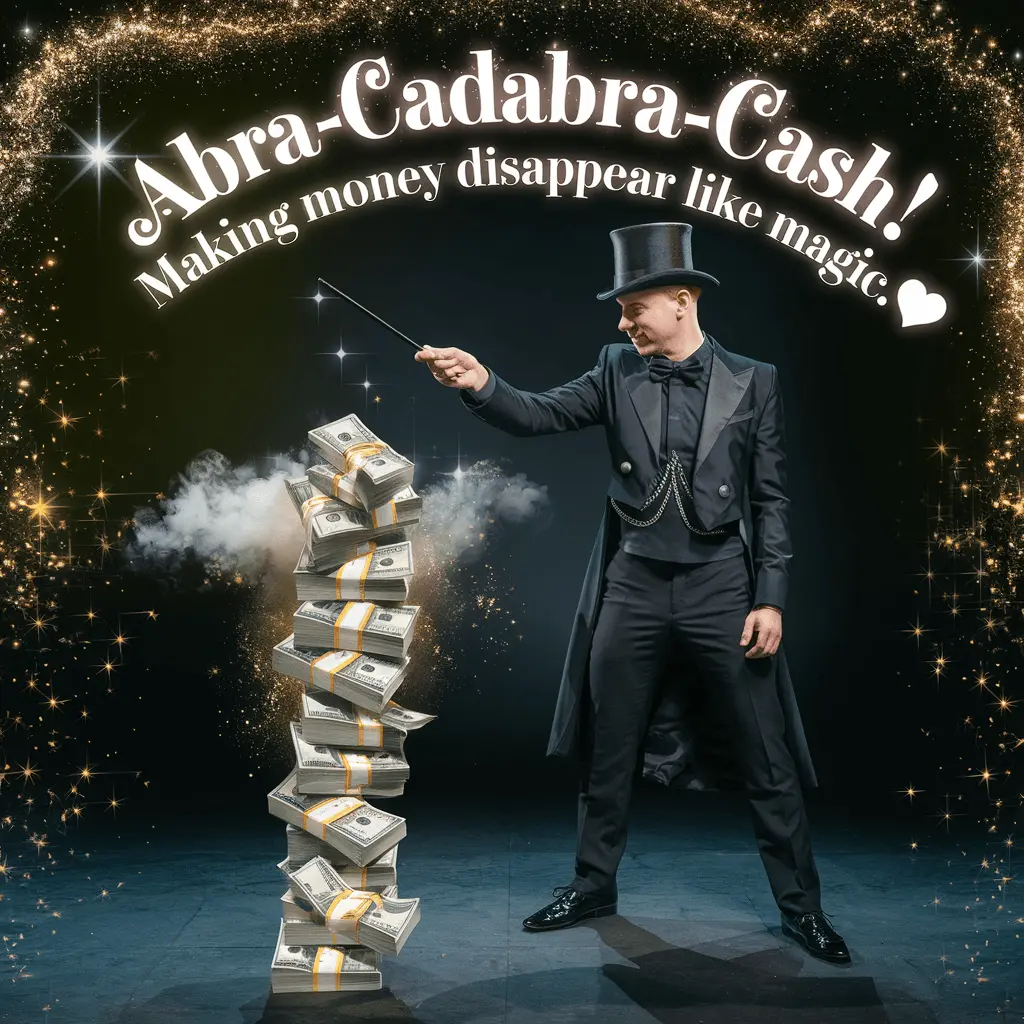 Abra cadabra cash Making money disappear like magic. Magic Puns