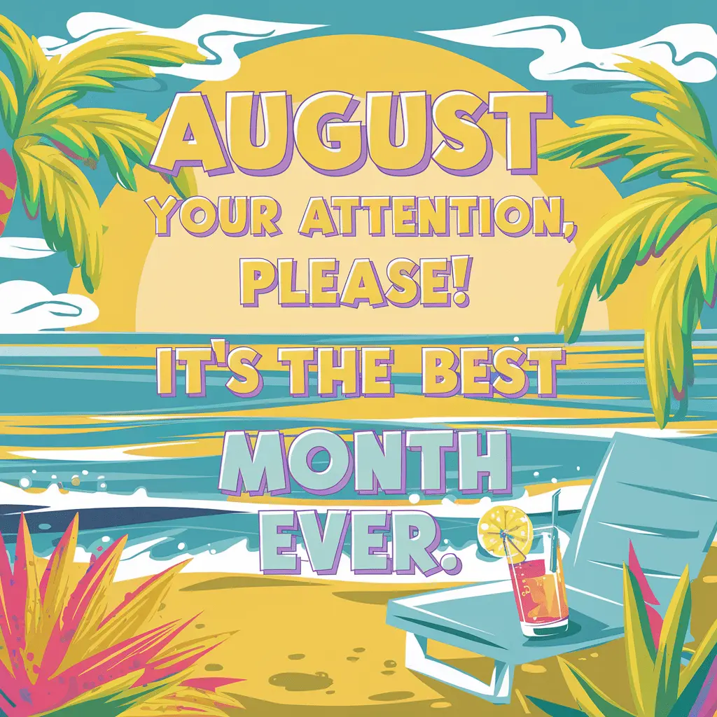 August your attention please Its the best month ever. August Puns