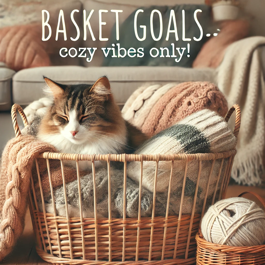 Basket goals—cozy vibes only Basket Puns