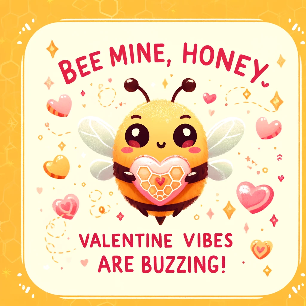 Bee mine honey—Valentine vibes are buzzing Valentines Day Puns