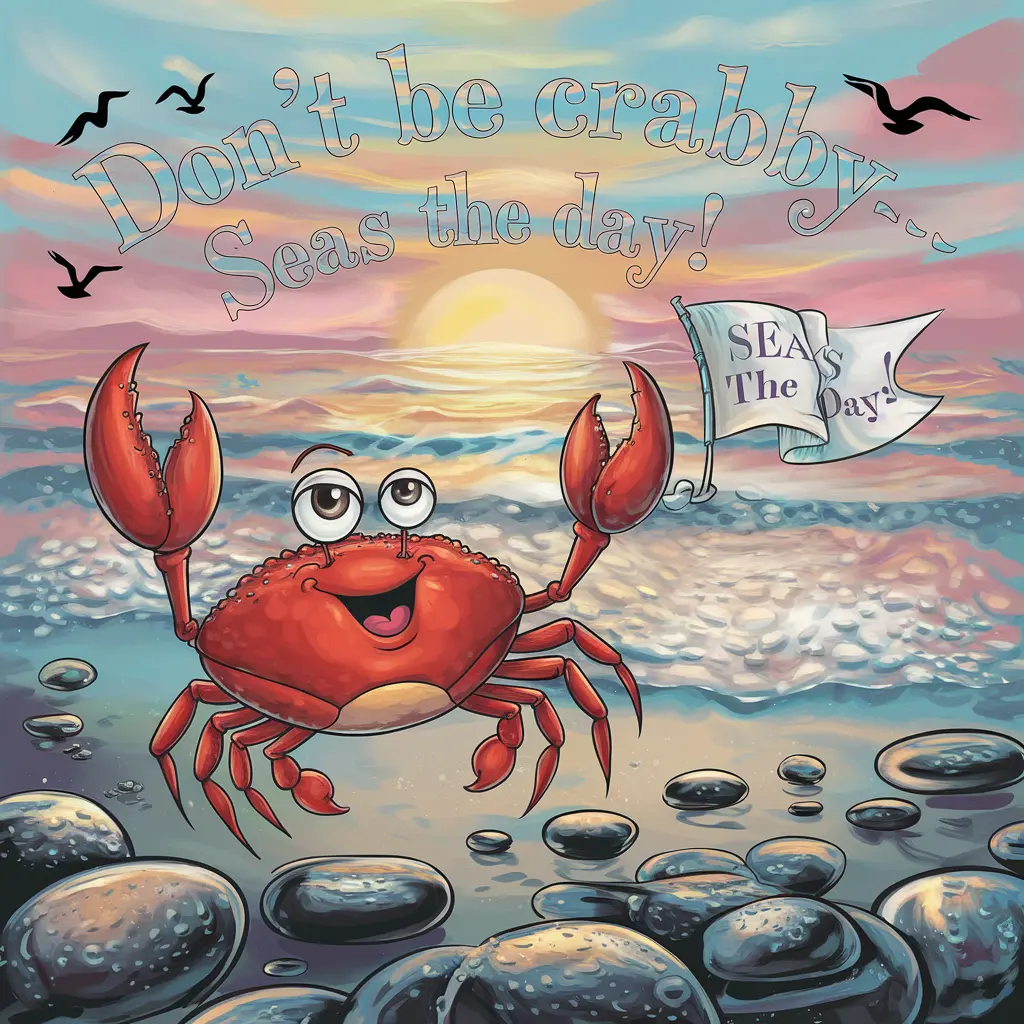 Dont be crabby—seas the day Crab Puns