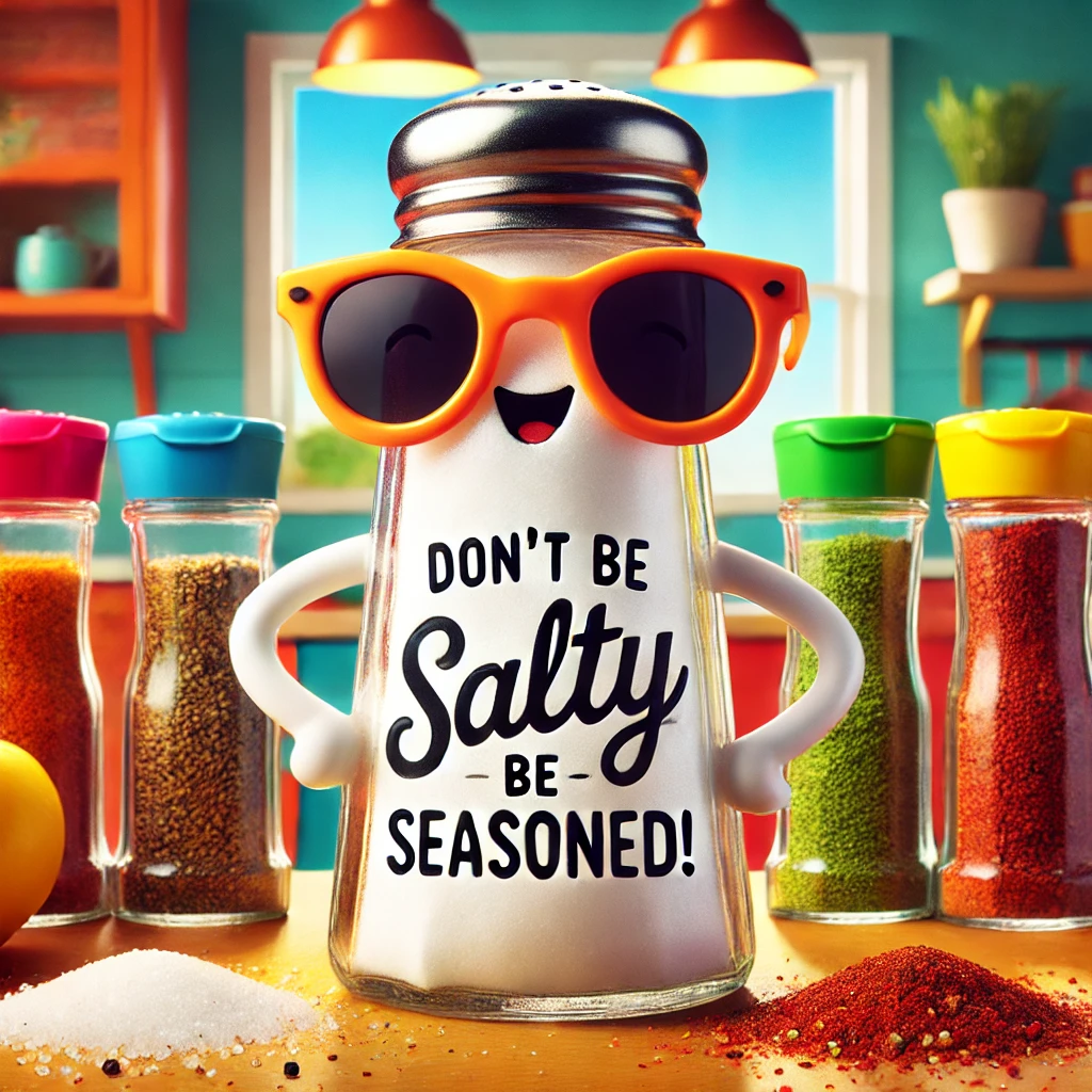 Dont be salty be seasoned Salt Puns