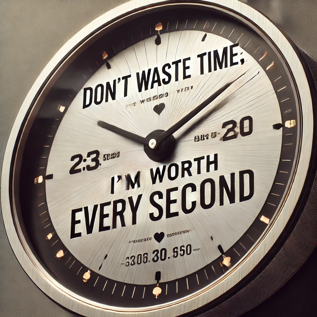 Dont waste time Im worth every second. Visual Puns
