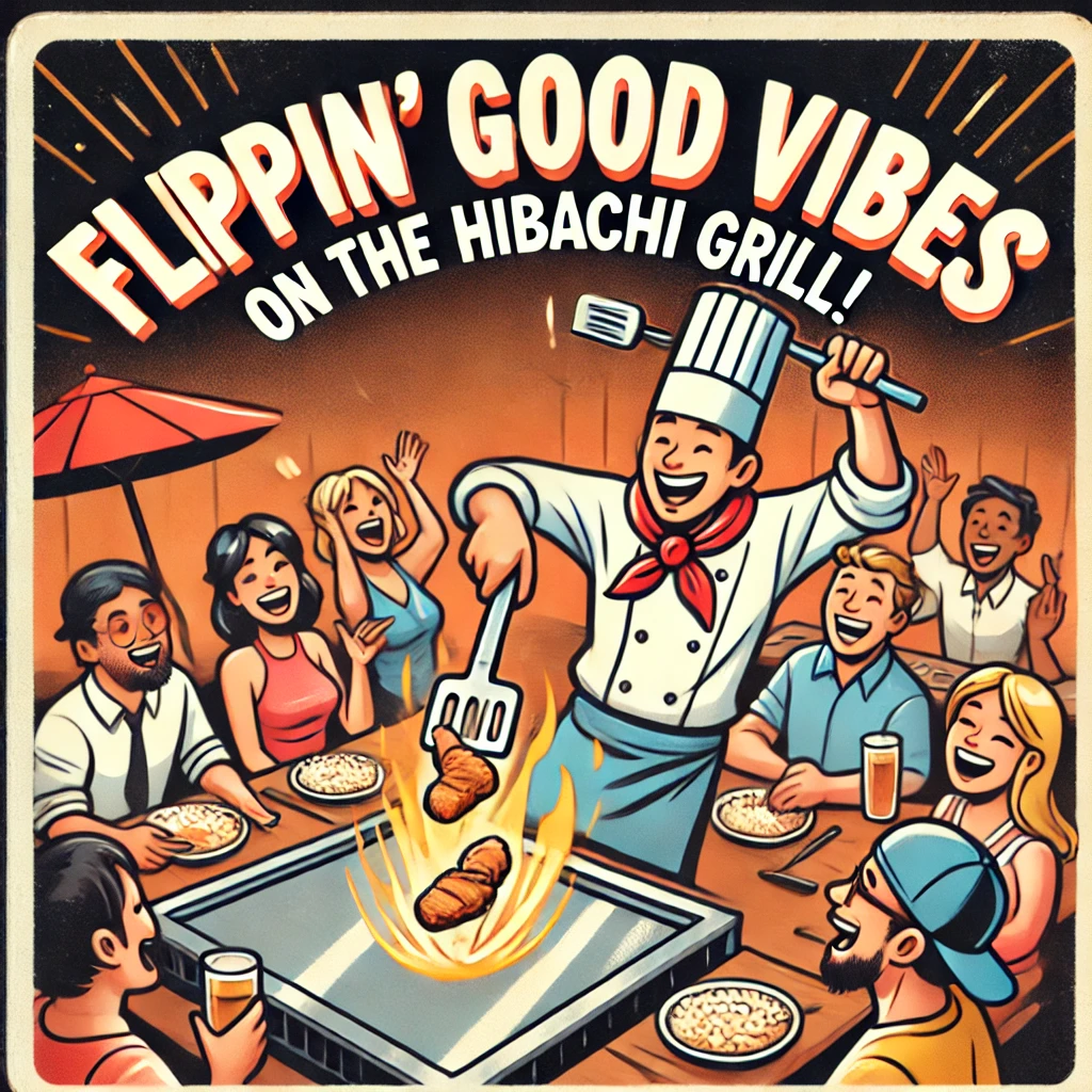 Flippin good vibes on the hibachi grill Hibachi Puns