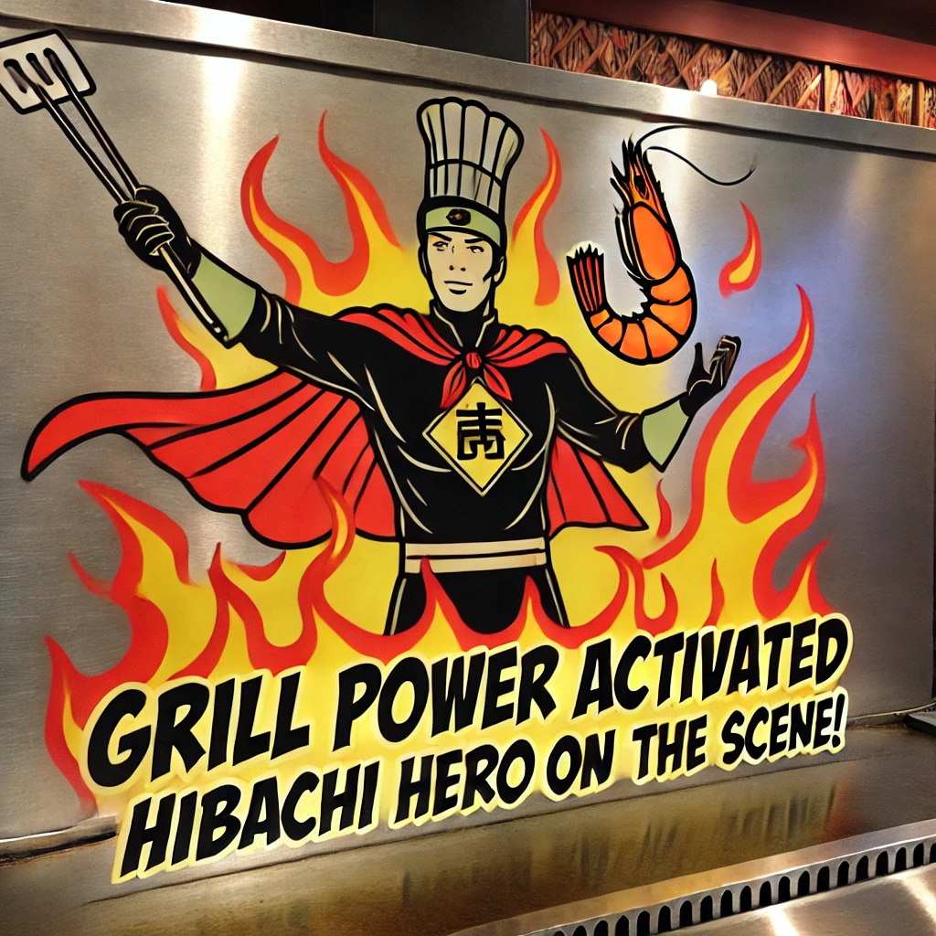 Grill power activated – hibachi hero on the scene Hibachi Puns