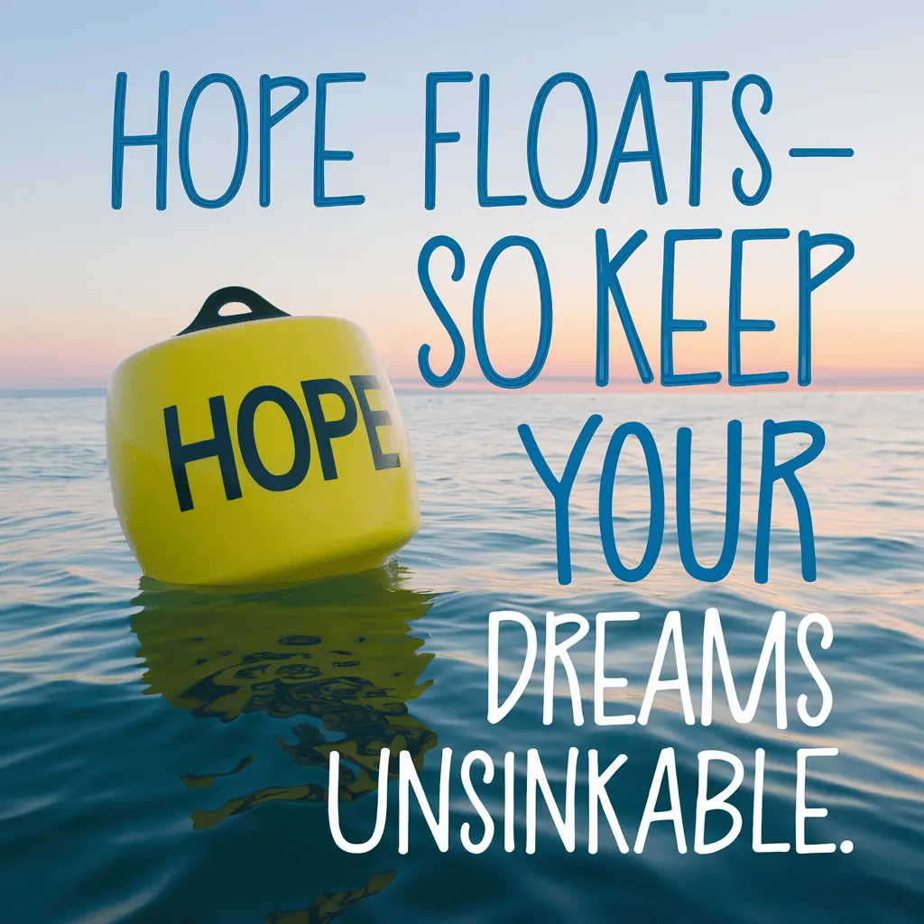Hope floats—so keep your dreams unsinkable. Hope Puns