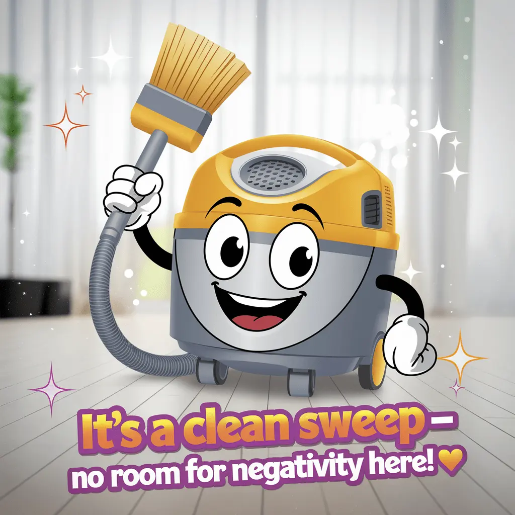 Its a clean sweep – no room for negativity hereVacuum Puns