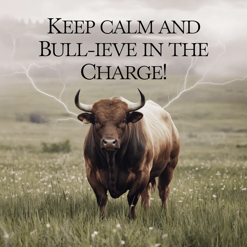 Keep calm and bull ieve in the charge Bull Puns