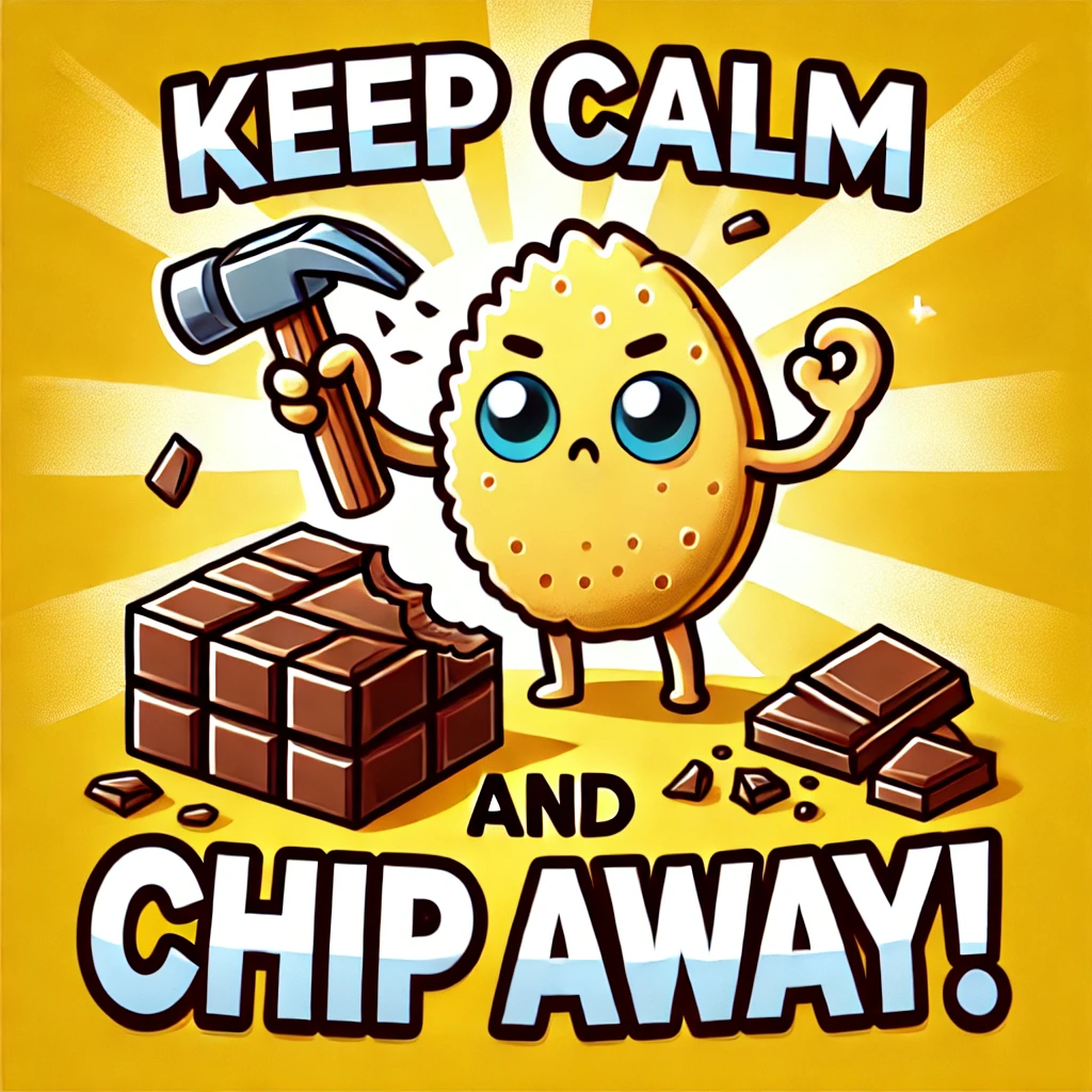 Keep calm and chip away Chip Puns