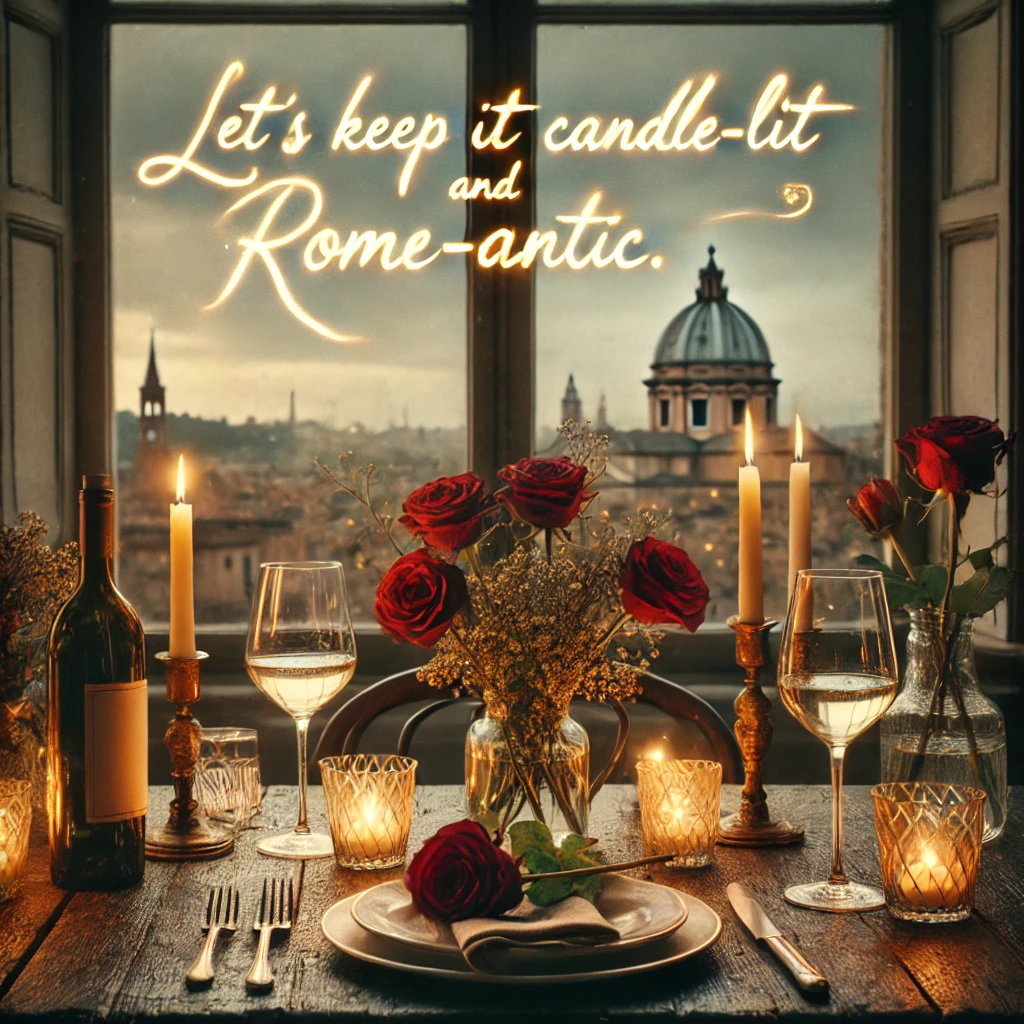 Lets keep it candle lit and Rome antic. Romantic Puns